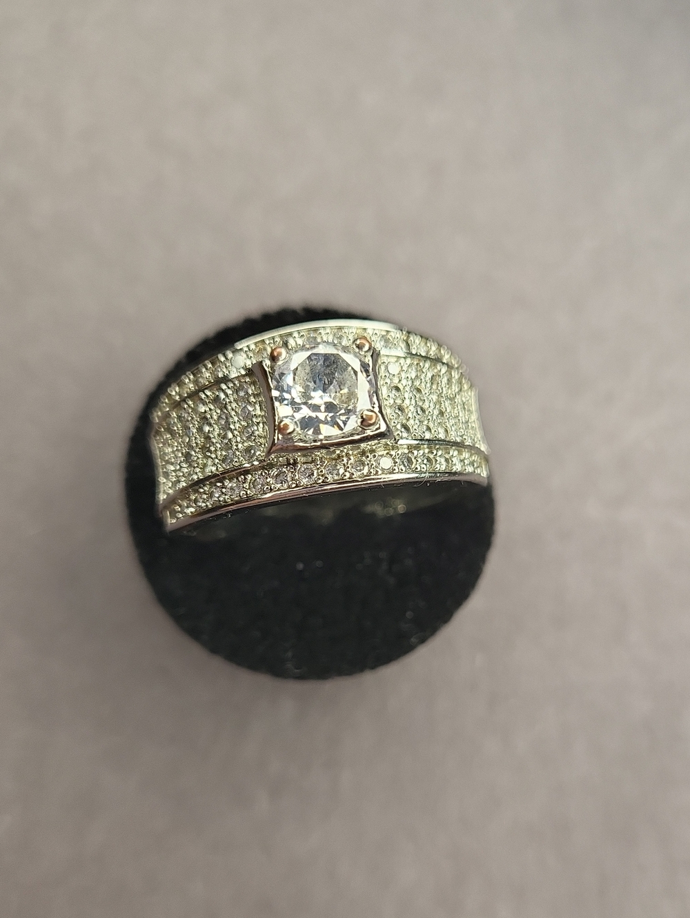 Sterling Silver Pave Crystal Statement Ring